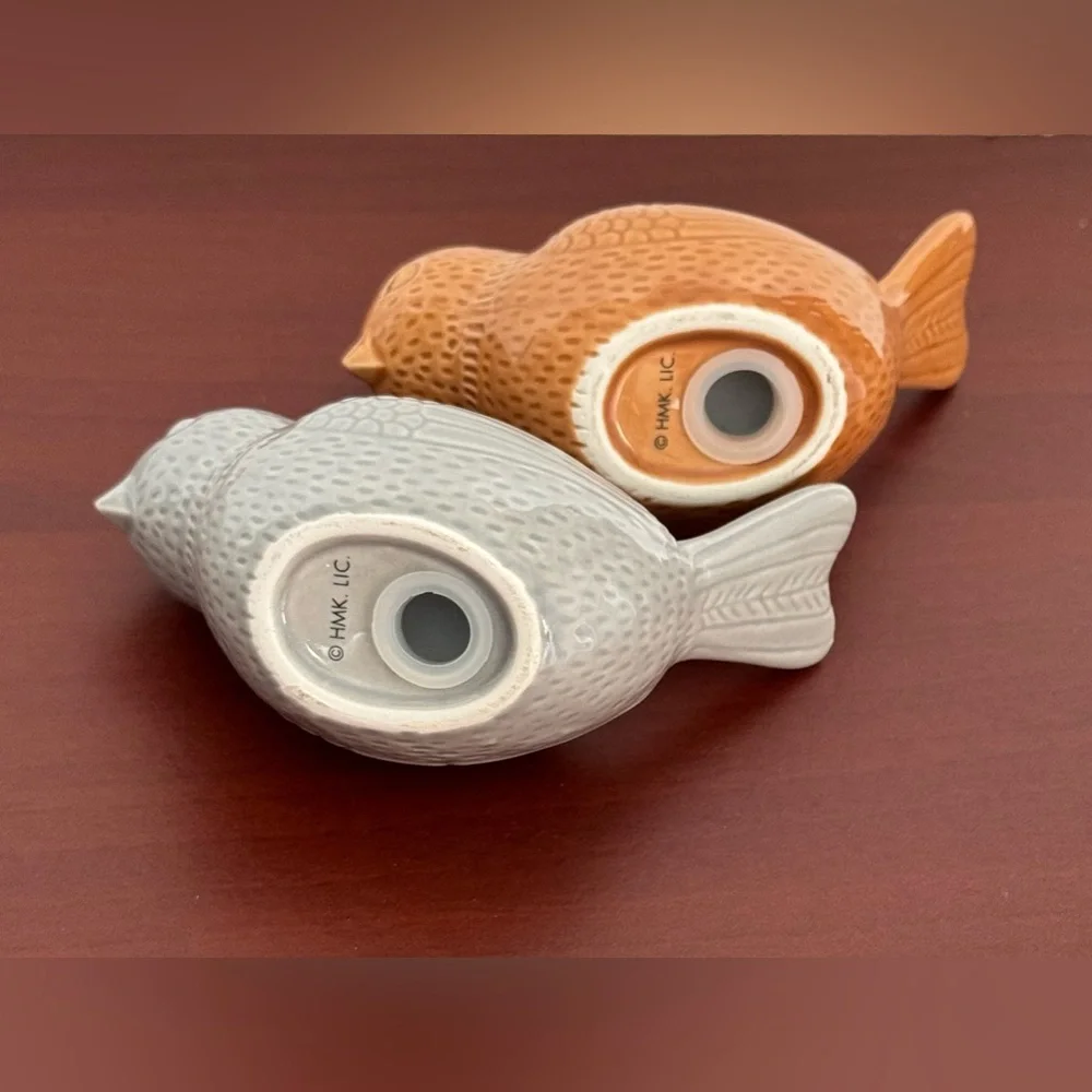 Hallmark Decorative Ceramic Bird Salt And Pepper Shakers- Gray and Brown - Picture 5 of 11